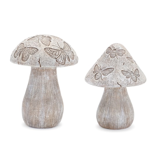 Butterfly & Bumble Bee Mushroom Décor Set By Melrose in Grey/Beige | Michaels®